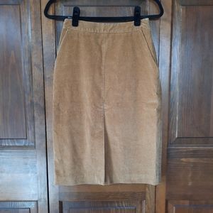Aritzia Babaton tan corduroy front slit pencil skirt